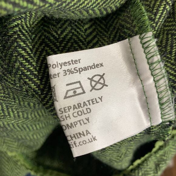 Modcloth x Collectif Dress Size XS US 4 UK8 Herringbone Fit Flare Green Pockets - Picture 9 of 10